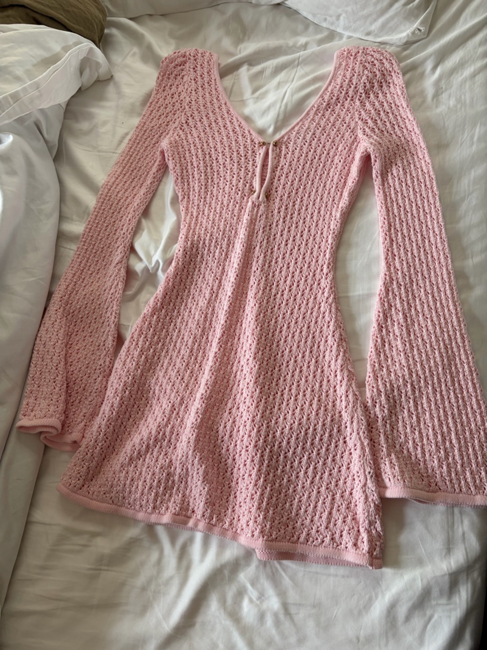 Meshki Pale Pink Open-Knit Swim Coverup